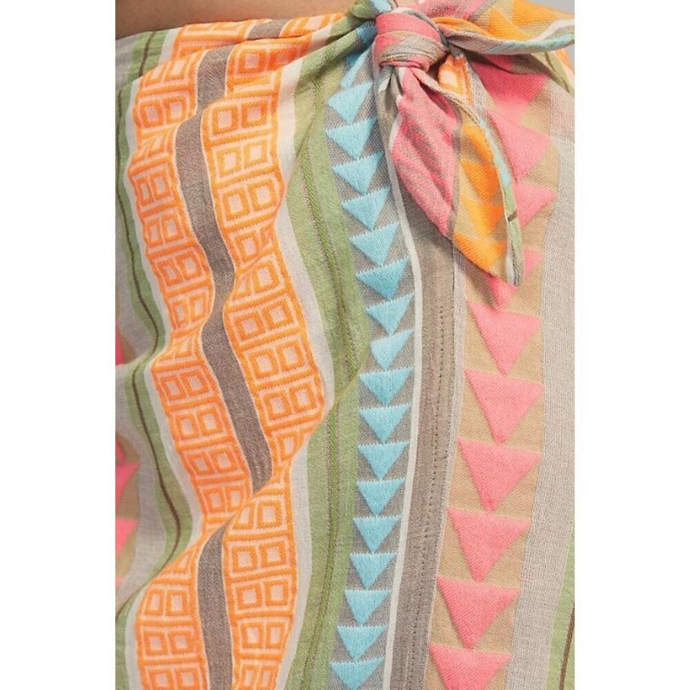 Anhropologie Devotion Twins Knot Front Midi Skirt Size S NEW Colorful - Picture 2 of 8